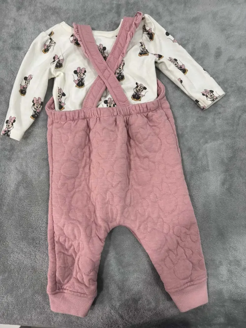 Disney Baby Minnie Mouse Quilted Overalls and Long Sleeve T-Shirt Set